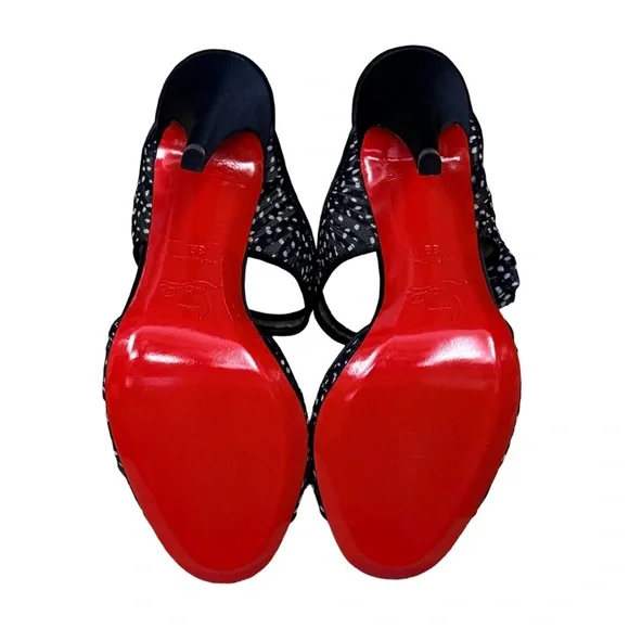 Christian Louboutin Miss Chief Mules Black/White Polkadot Crepe Satin/Chiffon 39 - Picture 11 of 12